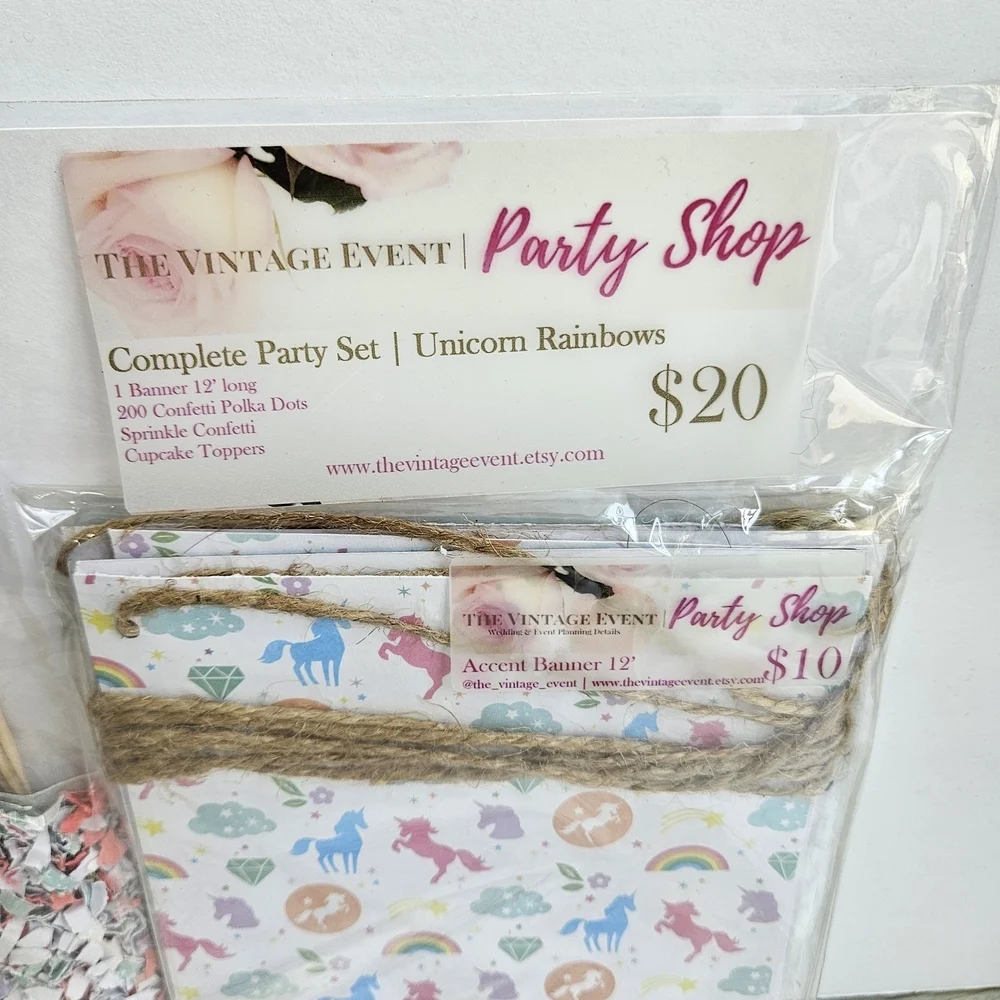 Pastel Party Decorations Set with Confetti and Floral Patterns